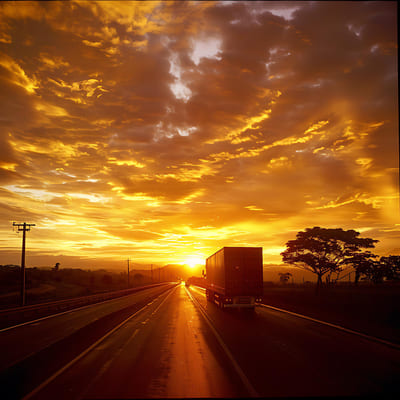 photo of a truck on the road